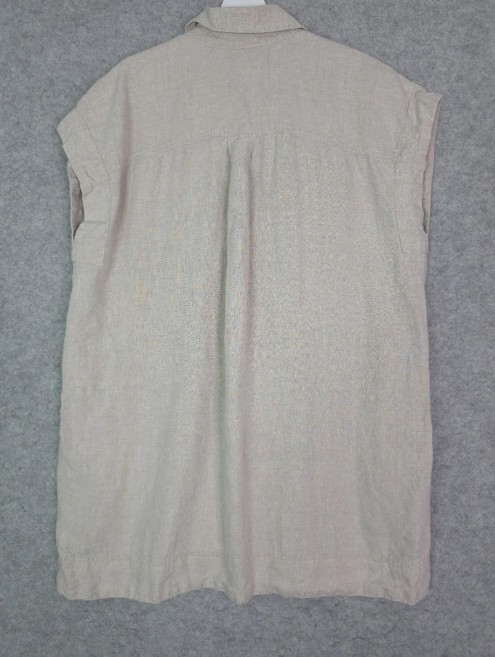 Madewell Linen Utility Short-Sleeve Mini Shirtdress in Oat - Picture 4 of 9